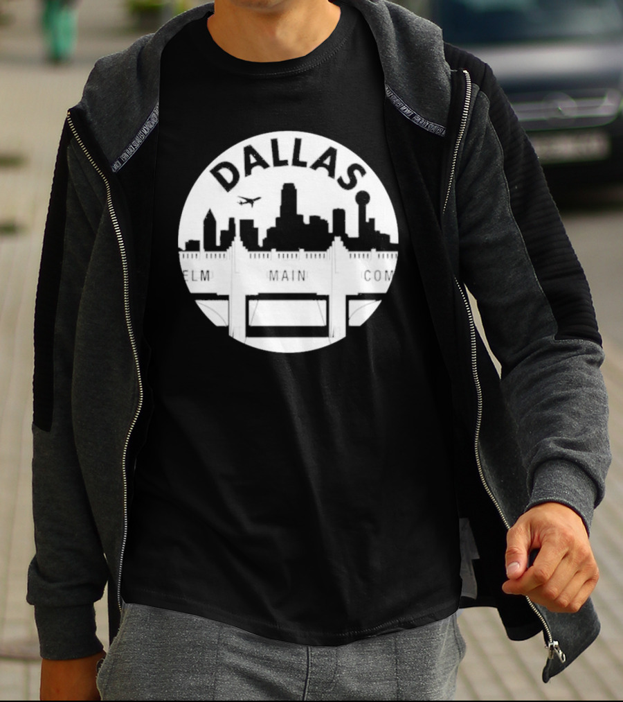 Triple Underpass Elm Main Commerce Dallas Skyline T-Shirt