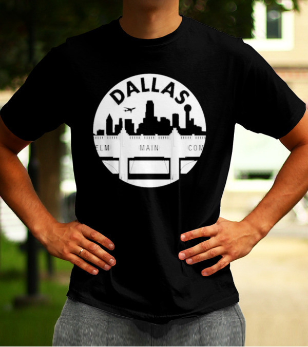 Triple Underpass Elm Main Commerce Dallas Skyline T-Shirt
