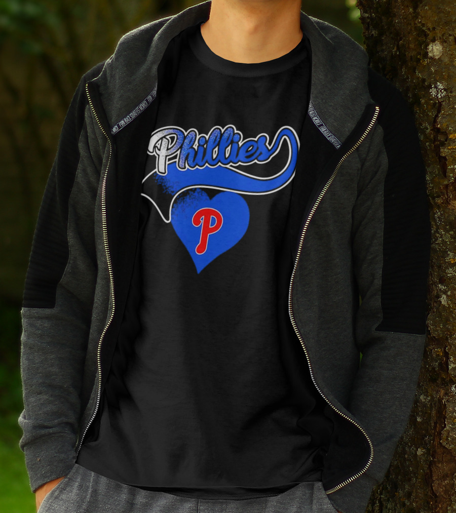 Phillies Heart Blue P Logo Baseball T-Shirt