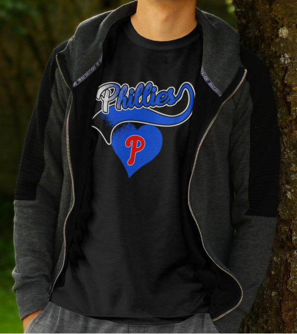 Phillies Heart Blue P Logo Baseball T-Shirt