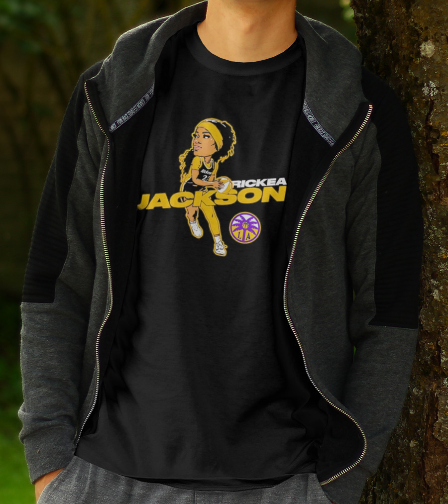 Rickea Jackson LA Basketball Player Icon In Yellow And Black T-Shirt