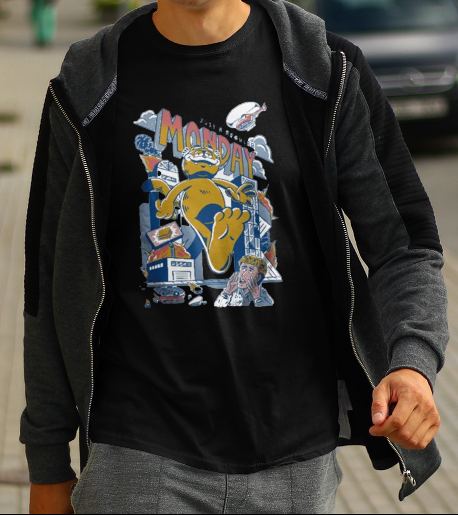 Just A Regular Monday Cat Destroy City Monster Chaos T-Shirt