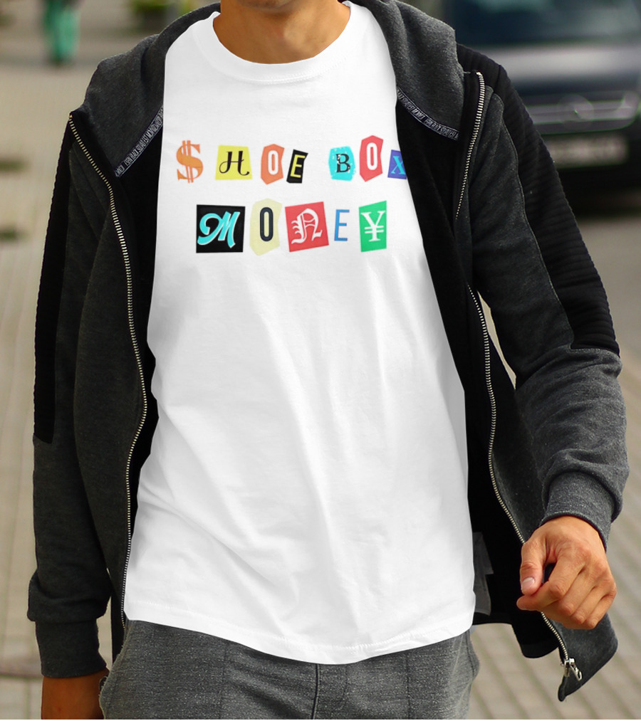 Channing Crowder Shoe Box Money Dollar Yen Lettering T-Shirt