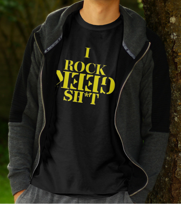 I Rock Geek Sh*t Retro Style Upside-Down Typography T-Shirt