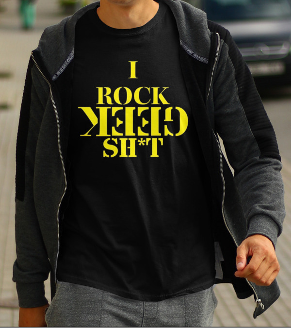 I Rock Geek Sh*t Retro Style Upside-Down Typography T-Shirt