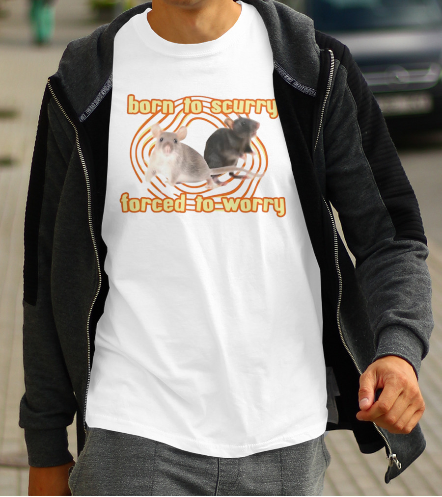Born To Scurry Forced To Worry With Two Rats And Swirling Background T-Shirt