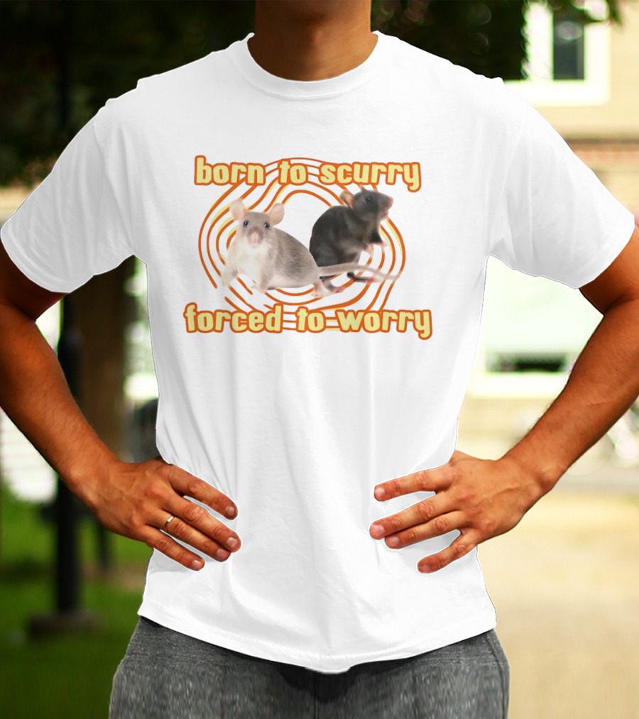Born To Scurry Forced To Worry With Two Rats And Swirling Background T-Shirt