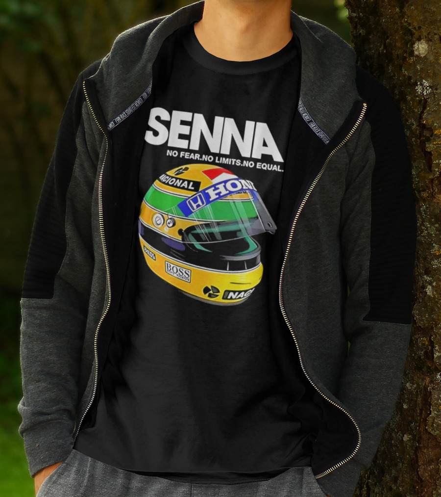 SENNA No Fear No Limits No Equal Honda Racing Helmet BOSS Nacional T-Shirt
