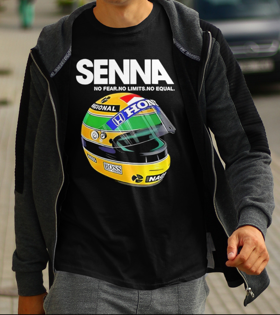SENNA No Fear No Limits No Equal Honda Racing Helmet BOSS Nacional T-Shirt