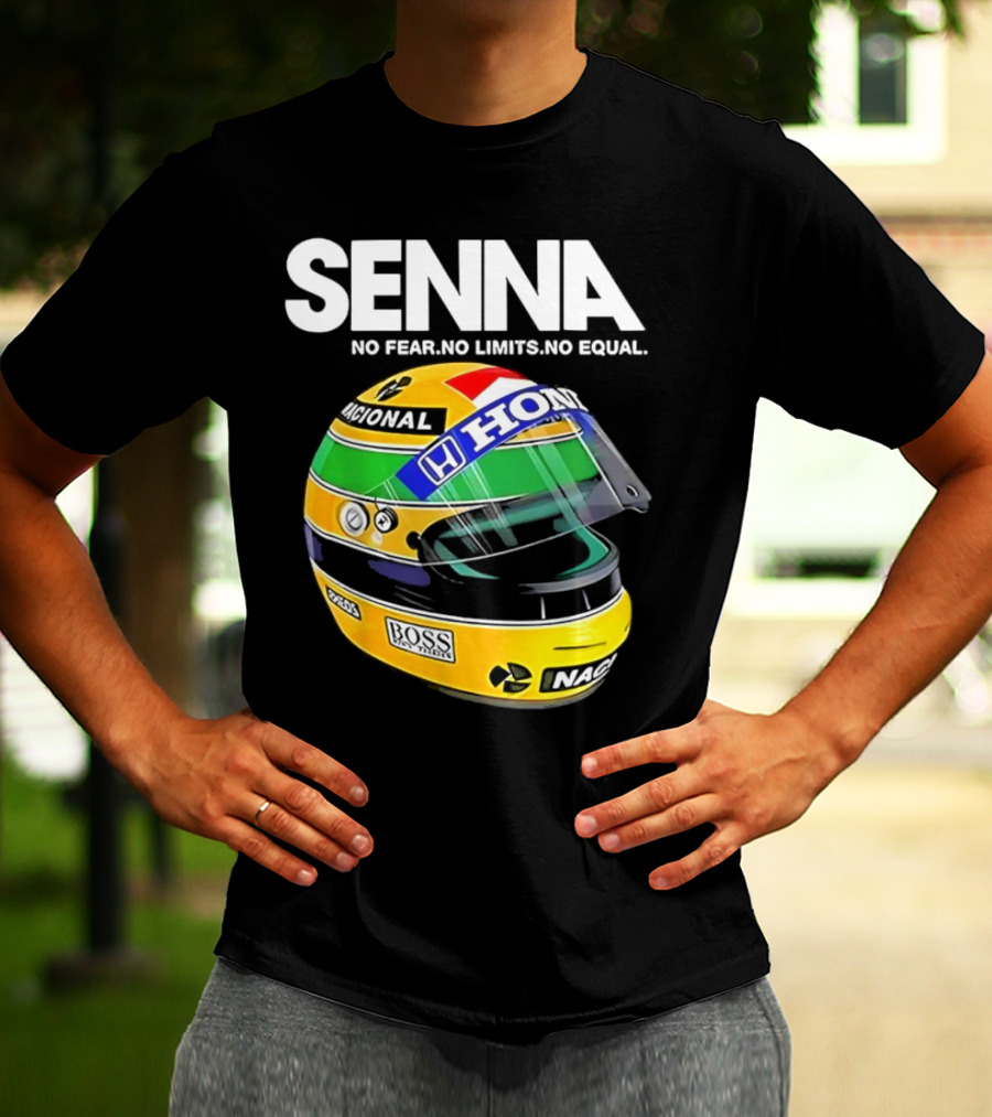 SENNA No Fear No Limits No Equal Honda Racing Helmet BOSS Nacional T-Shirt
