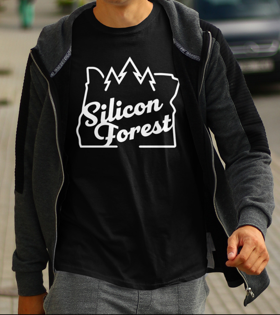 Silicon Forest Oregon State Outline With Trees T-Shirt