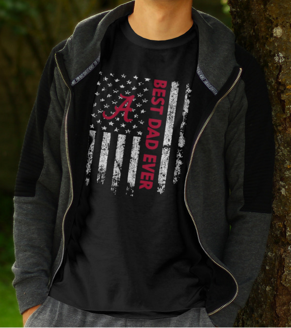 Alabama Crimson Tide Best Dad Ever American Flag T-Shirt