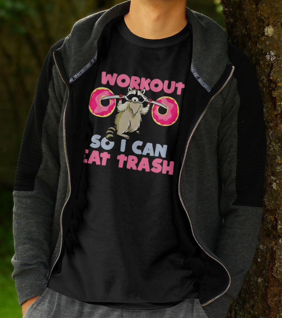 Raccoon I Workout Donuts Eat Trash T-Shirt