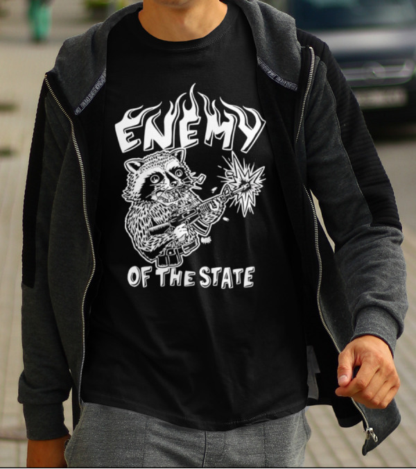 Enemy Of The State Raccoon With Gun Olafh Ace T-Shirt