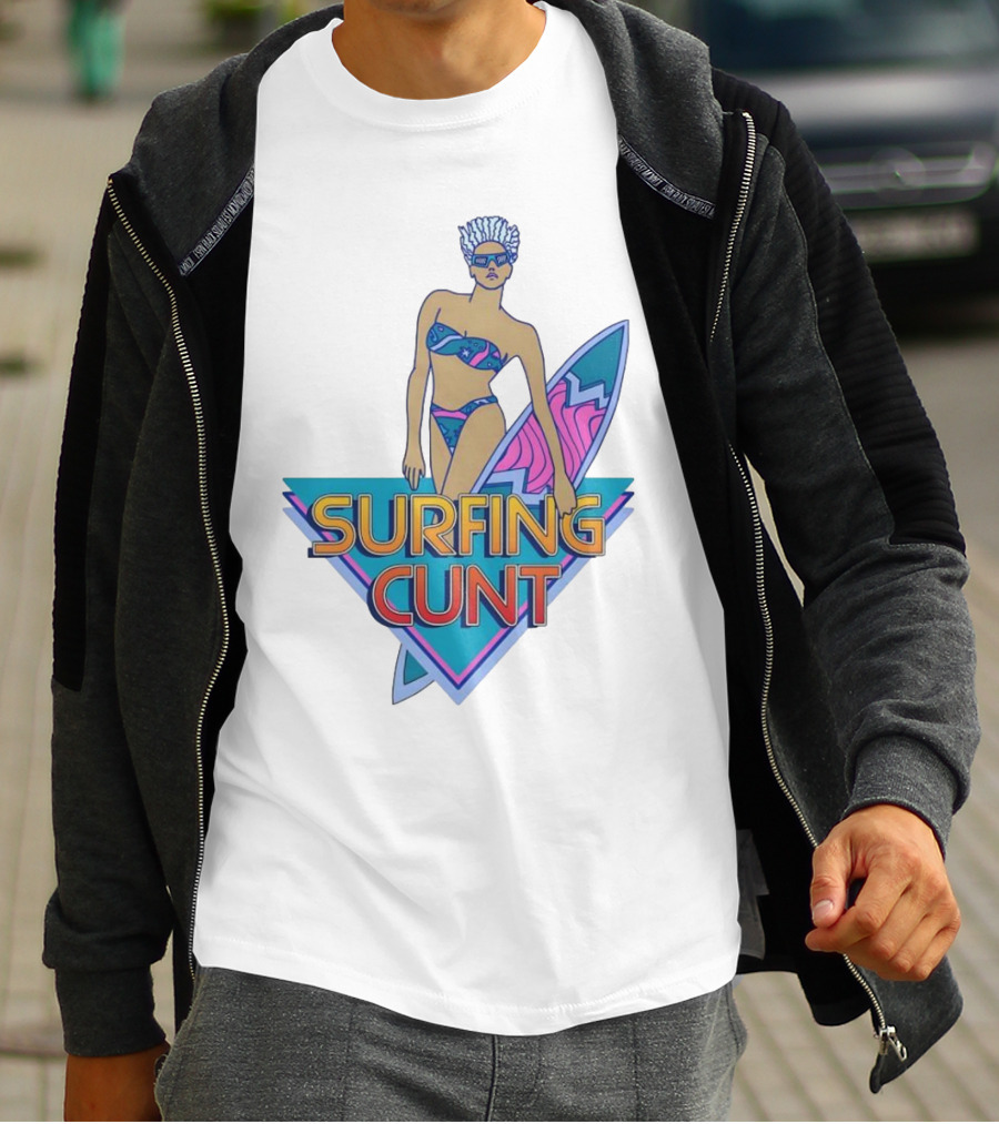 Surfing Cunt Retro Summer Vibes Surfer Girl Iconic T-Shirt