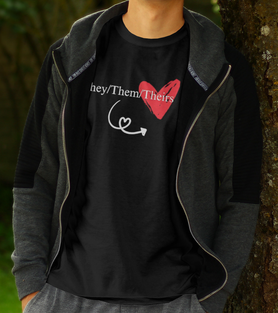 They Them Theirs Heart Design With Love Arrow T-Shirt