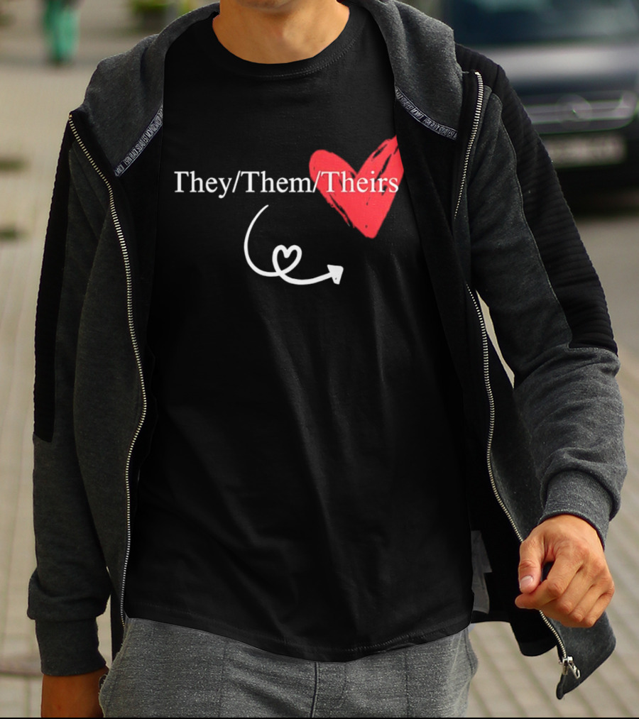 They Them Theirs Heart Design With Love Arrow T-Shirt