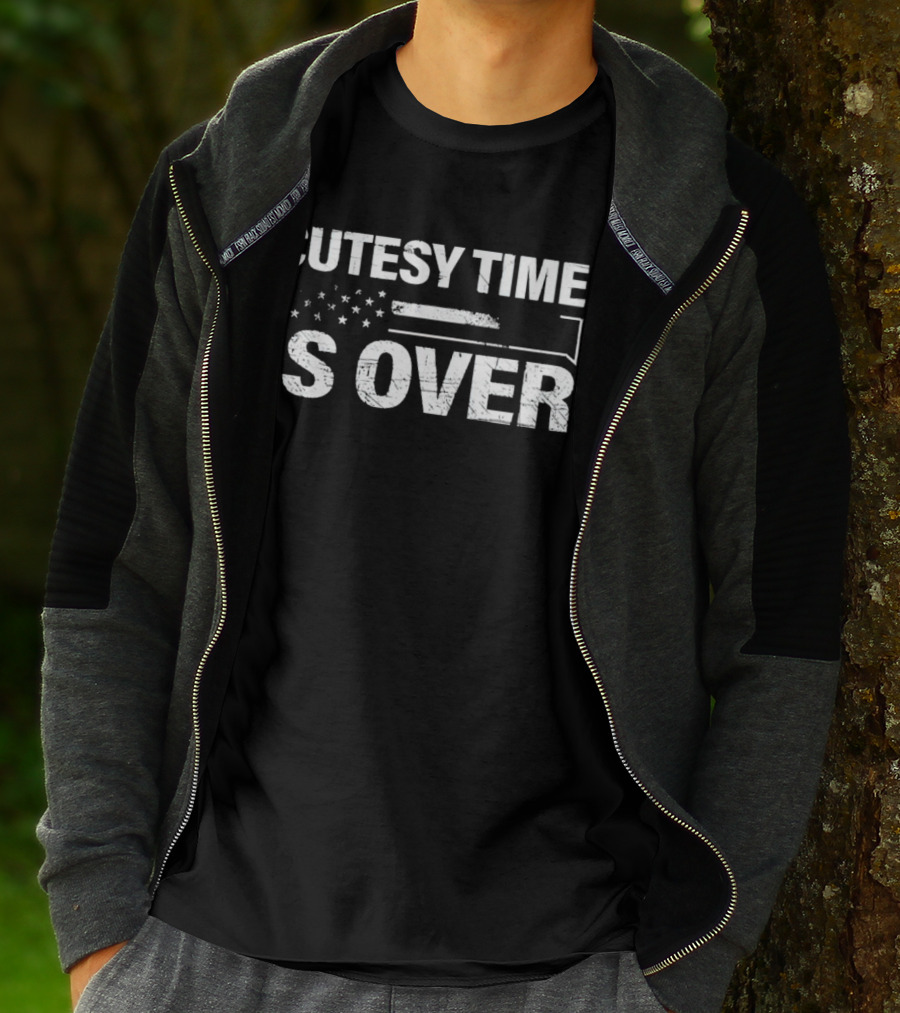 Cutesy Time Is Over American Flag Rifle T-Shirt
