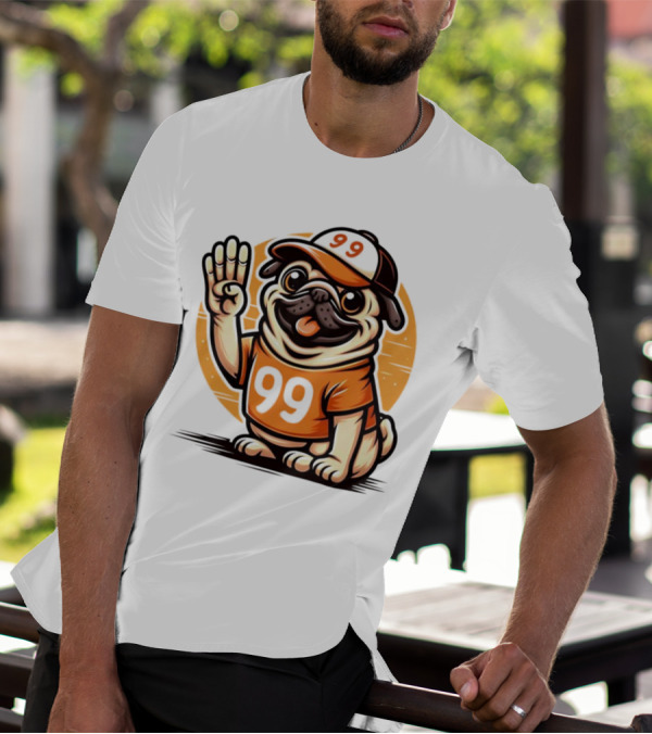 99 Pug Dog Sports Cap And Jersey With Number T-Shirt