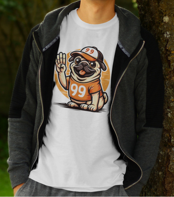 99 Pug Dog Sports Cap And Jersey With Number T-Shirt