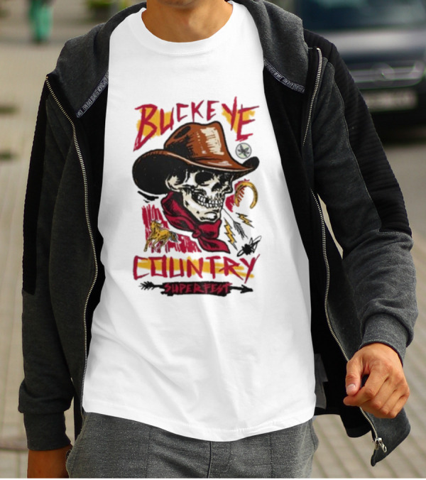 Buckeye Country Superfest Skeleton Cowboy With Horse And Lasso T-Shirt