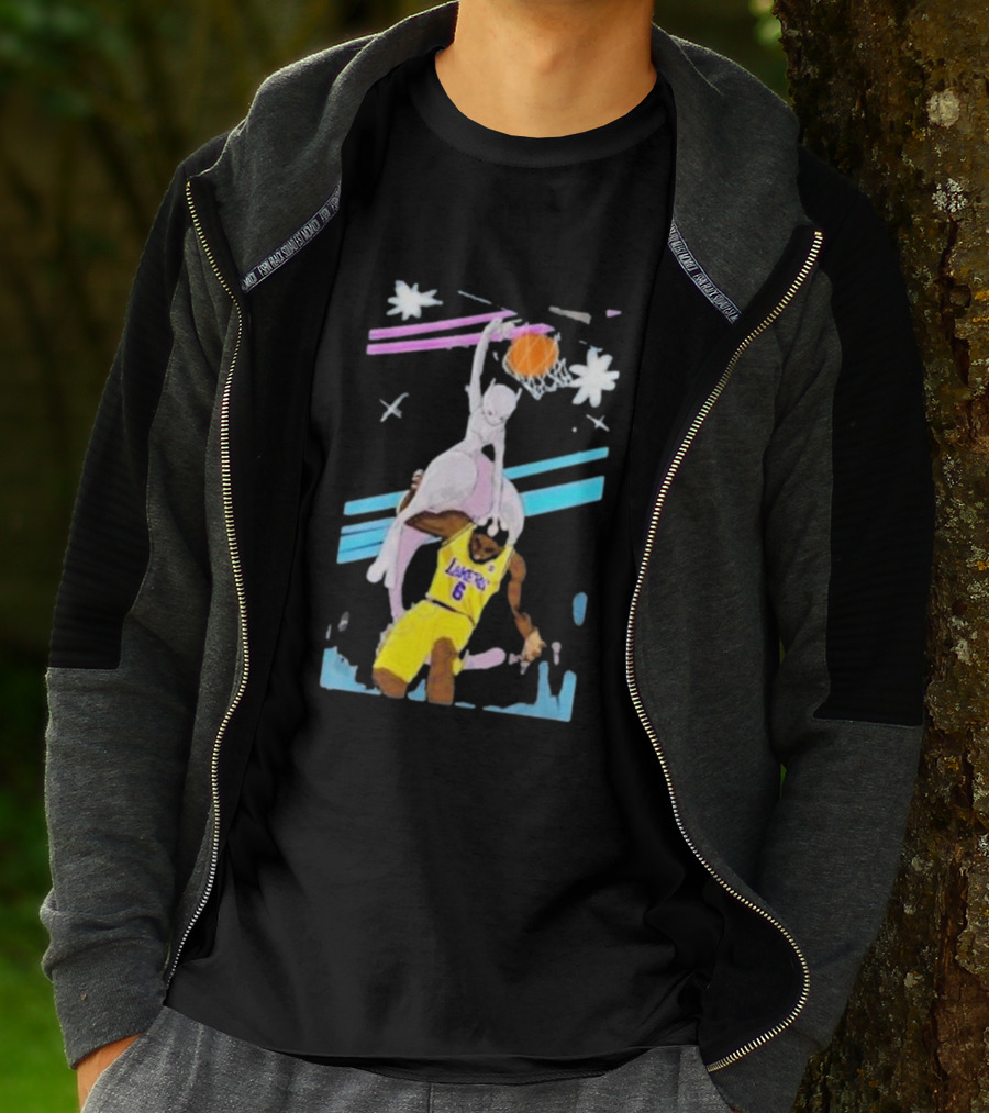 Mewtwo Dunking On Lakers Basketball Star Lebron James T-Shirt