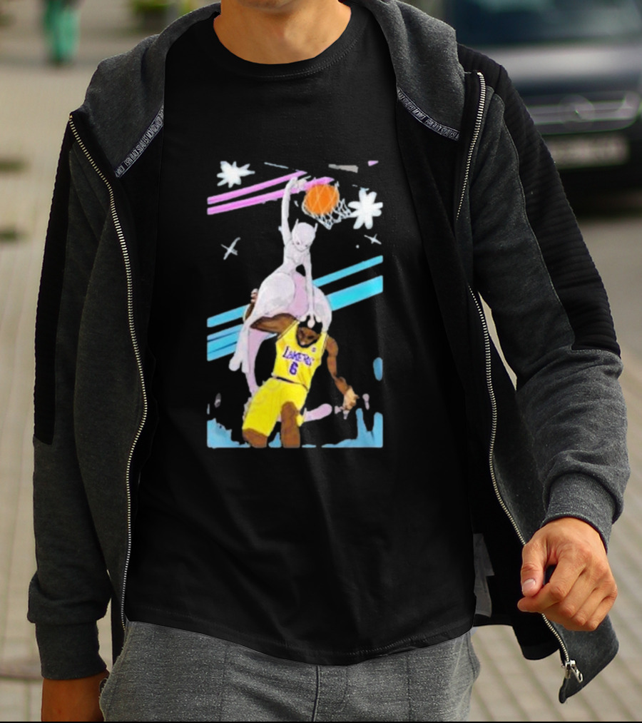 Mewtwo Dunking On Lakers Basketball Star Lebron James T-Shirt