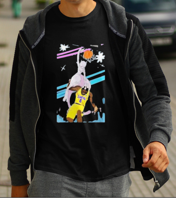 Mewtwo Dunking On Lakers Basketball Star Lebron James T-Shirt