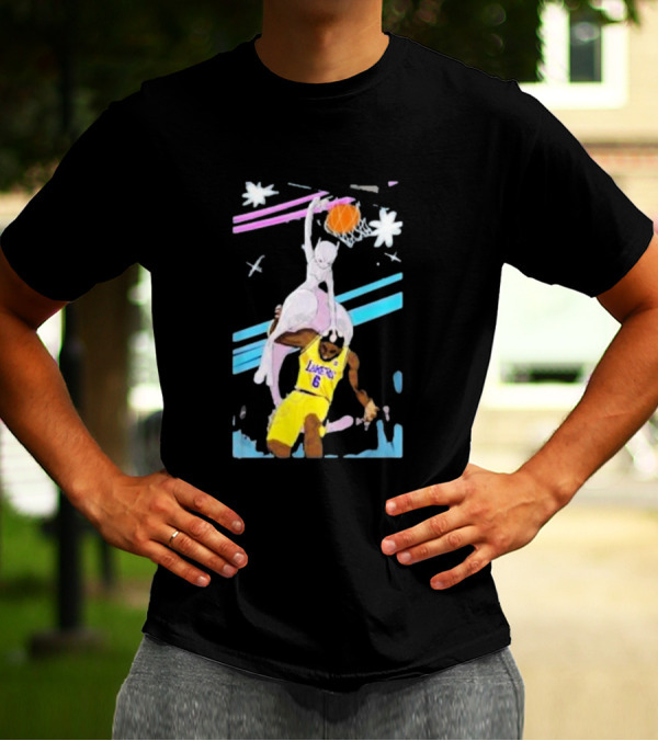 Mewtwo Dunking On Lakers Basketball Star Lebron James T-Shirt