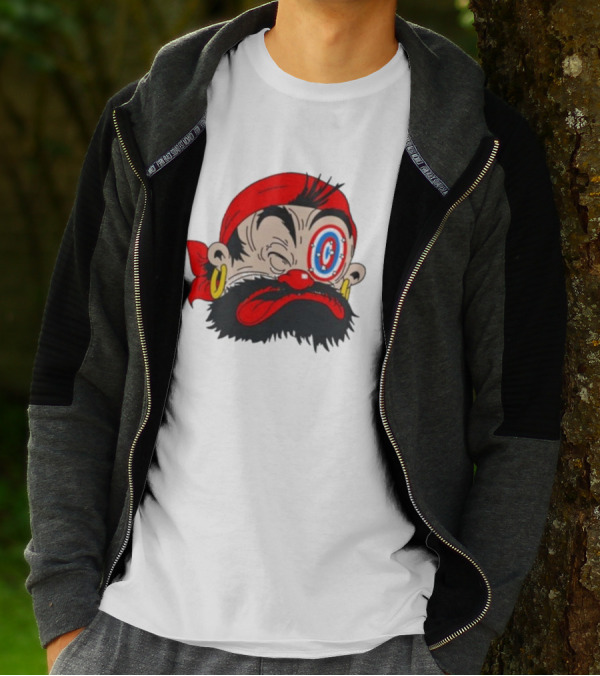 Popeye The Sailor Man Bluto Sindbad Face Close-Up Red Bandana Gold Earrings T-Shirt