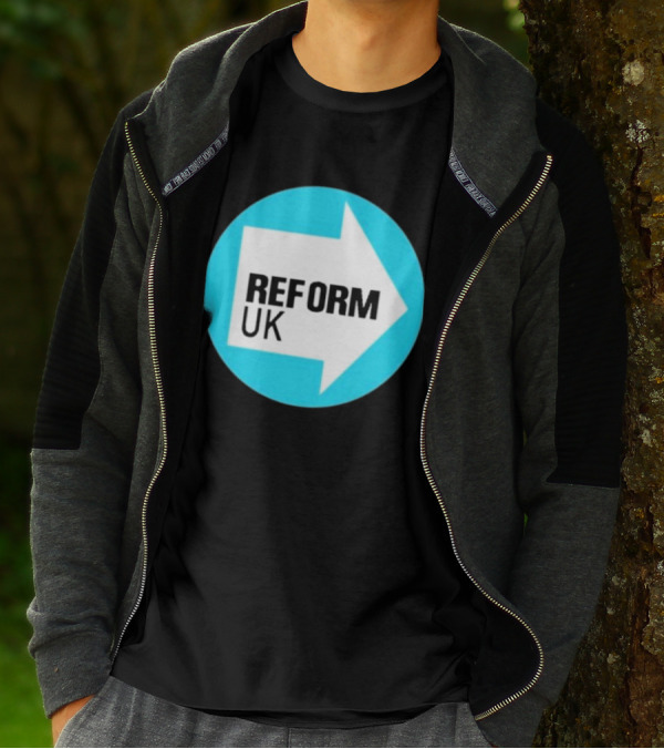Reform UK Arrow Symbol Blue Circle T-Shirt