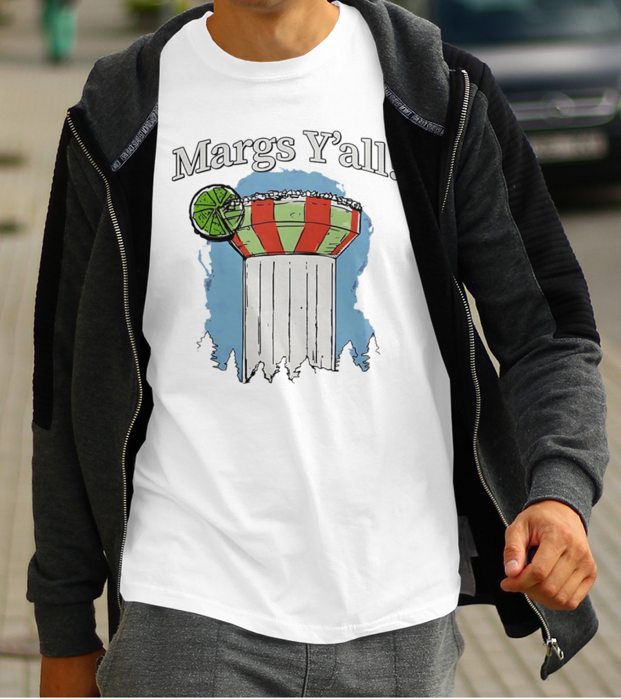 Margs Y'all Margarita Glass Water Tower Lime Slice T-Shirt