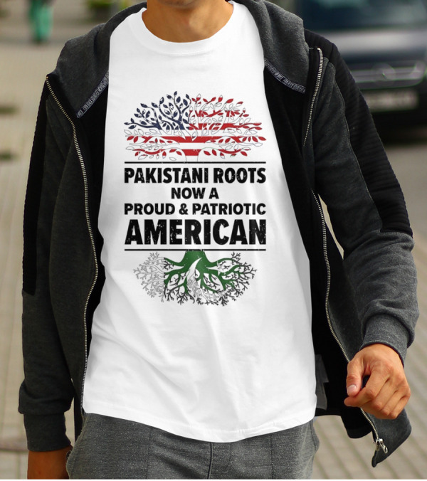 Pakistani Roots With Proud Patriotic American Flag Symbolism T-Shirt