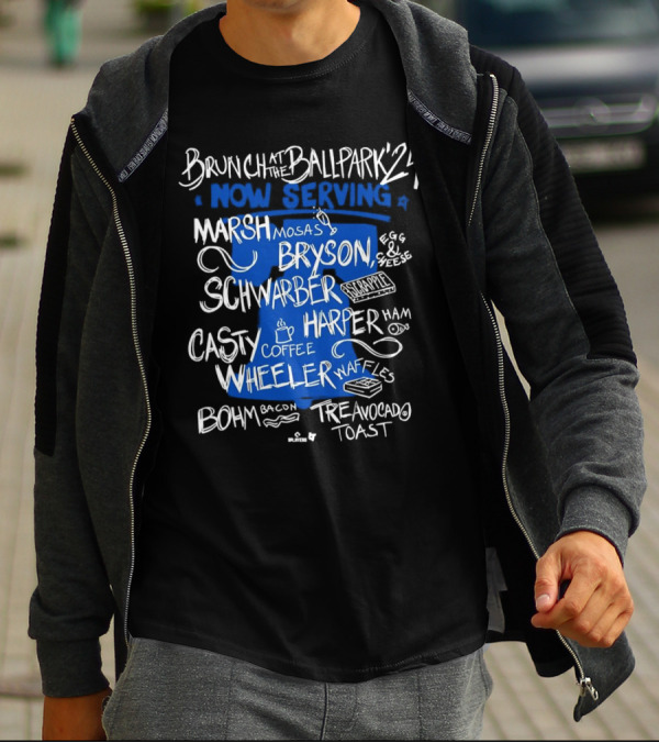 Brunch At The Ballpark 24 Now Serving Marshmosa Bryson Schwarber Bohm Avocado Toast Wheeler Waffles Harper Ham T-Shirt