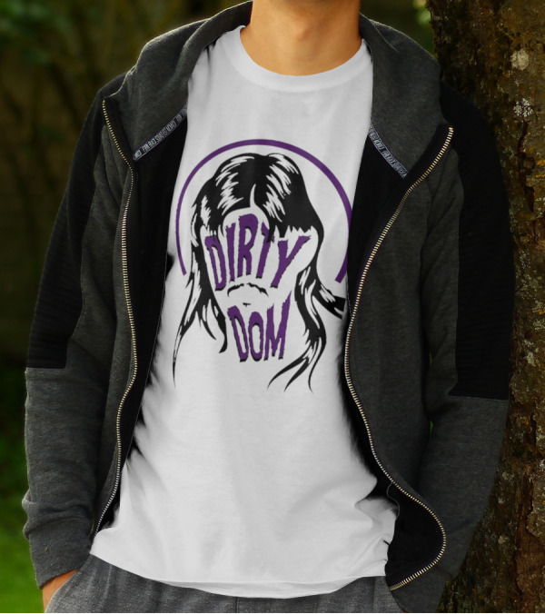 Dirty Dom Mullet Retro Style Black And Purple T-Shirt