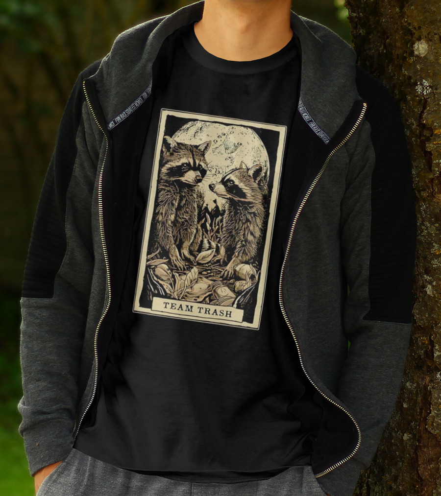 Raccoon Team Trash Tarot Card Moon T-Shirt