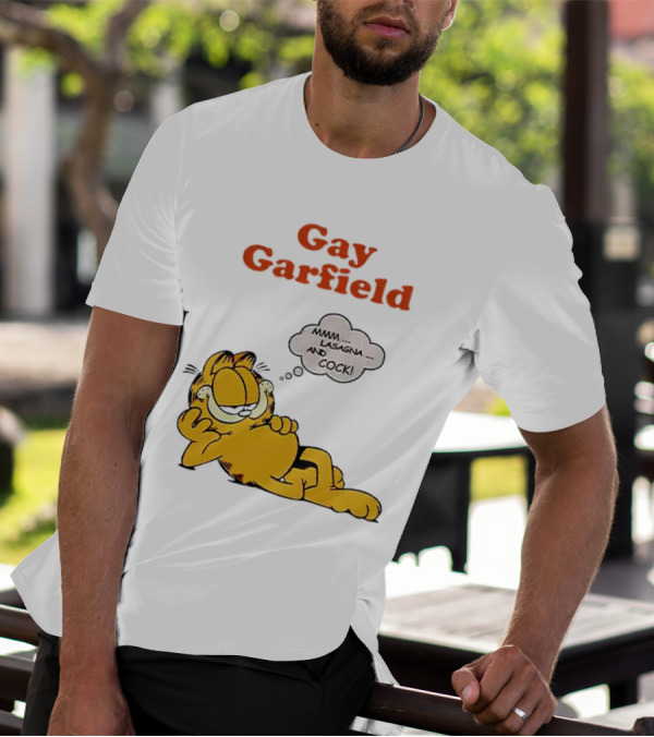 Gay Garfield Mmm Lasagna And Cock Meme T-Shirt