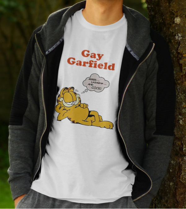 Gay Garfield Mmm Lasagna And Cock Meme T-Shirt