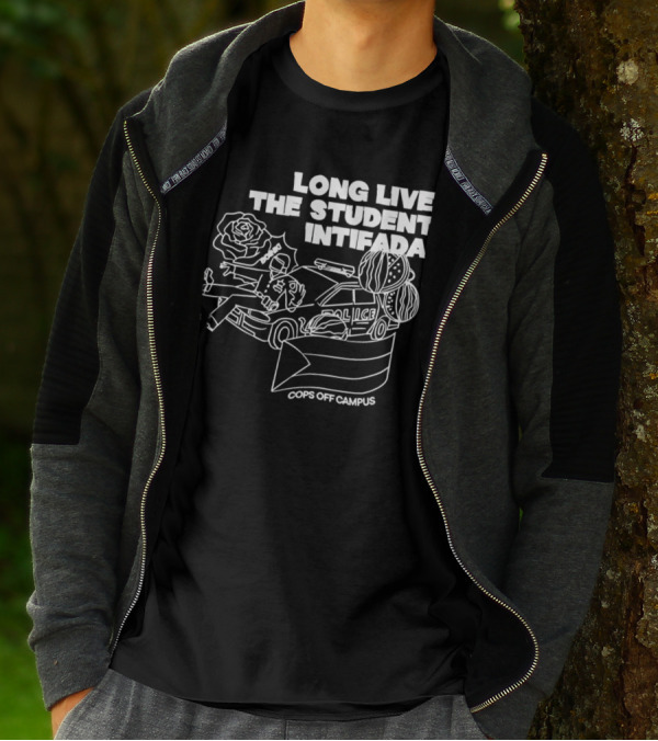 Long Live The Student Intifada Cops Off Campus Police Car Roses And Football Helmet T-Shirt