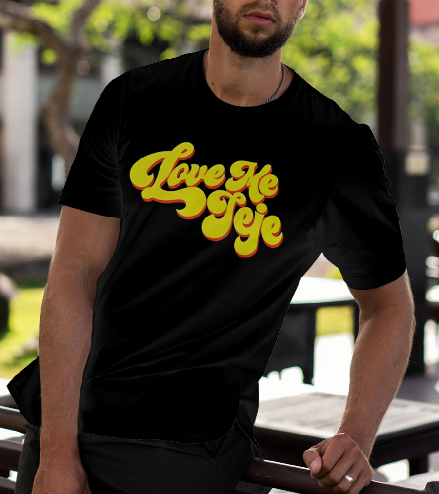 Love Me Jeje Retro Style Text Yellow And Red Groovy Font T-Shirt