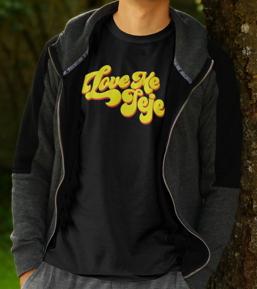 Love Me Jeje Retro Style Text Yellow And Red Groovy Font T-Shirt