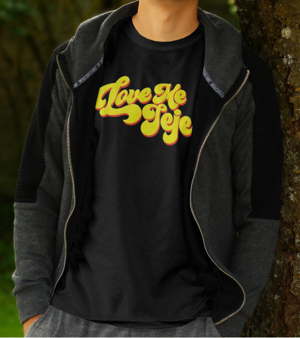 Love Me Jeje Retro Style Text Yellow And Red Groovy Font T-Shirt