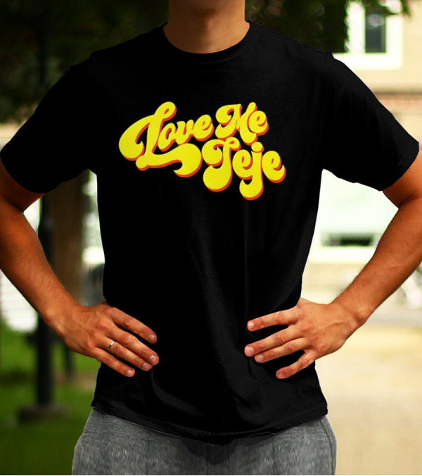 Love Me Jeje Retro Style Text Yellow And Red Groovy Font T-Shirt