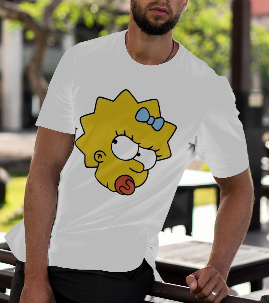Manicita The Simpsons Maggie Angry Face With Pacifier And Bow T-Shirt