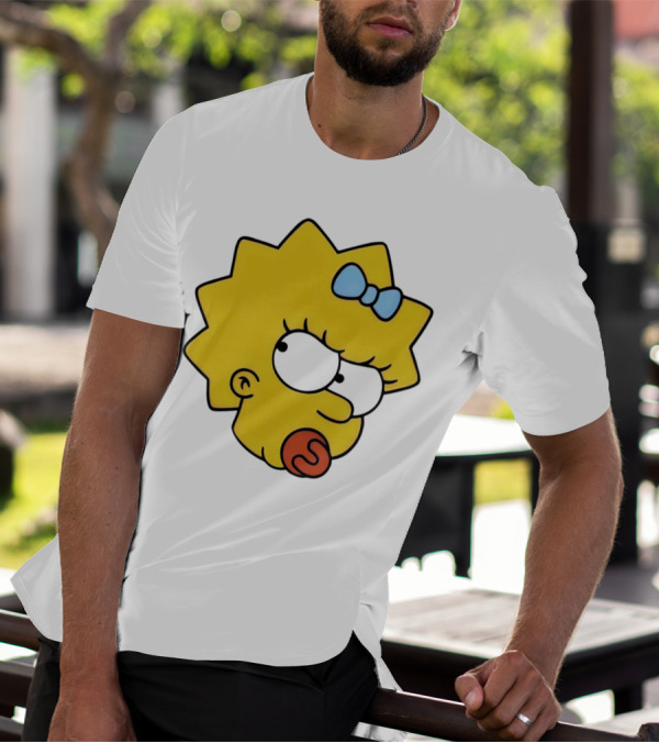 Manicita The Simpsons Maggie Angry Face With Pacifier And Bow T-Shirt