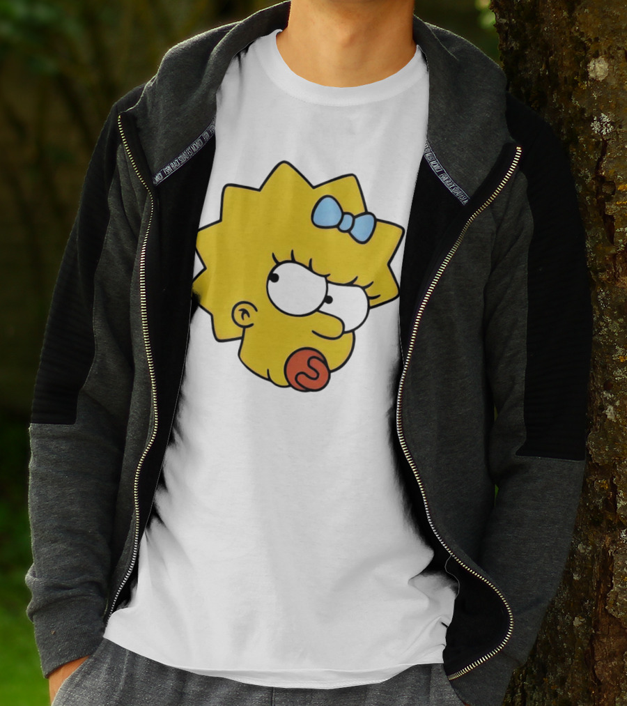 Manicita The Simpsons Maggie Angry Face With Pacifier And Bow T-Shirt
