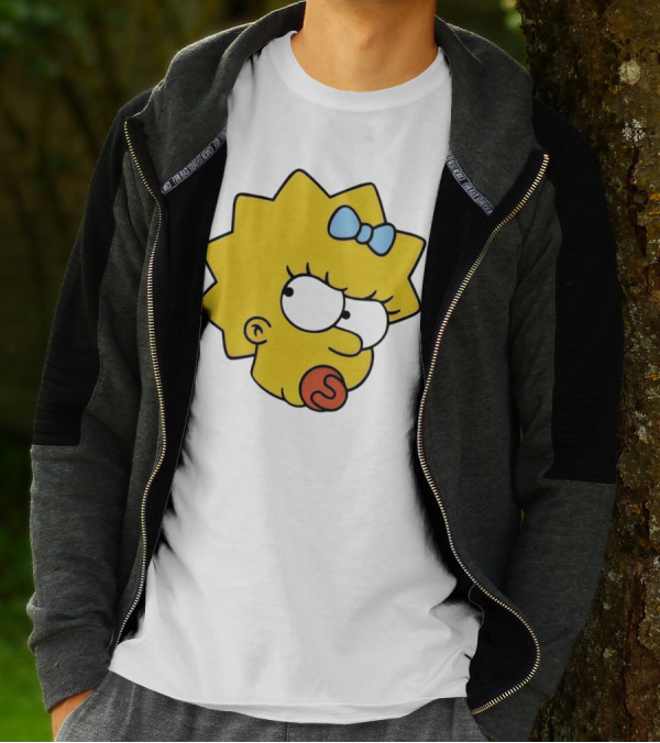 Manicita The Simpsons Maggie Angry Face With Pacifier And Bow T-Shirt