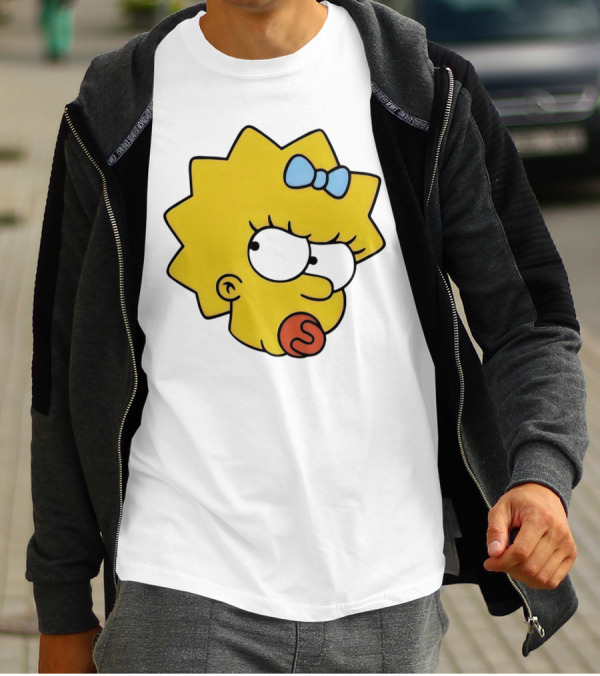 Manicita The Simpsons Maggie Angry Face With Pacifier And Bow T-Shirt