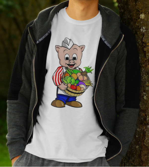 Piggly Wiggly Palmetto Pig With Basket Of Fresh Vegetables T-Shirt