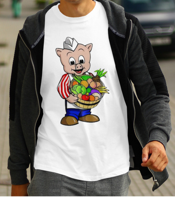 Piggly Wiggly Palmetto Pig With Basket Of Fresh Vegetables T-Shirt